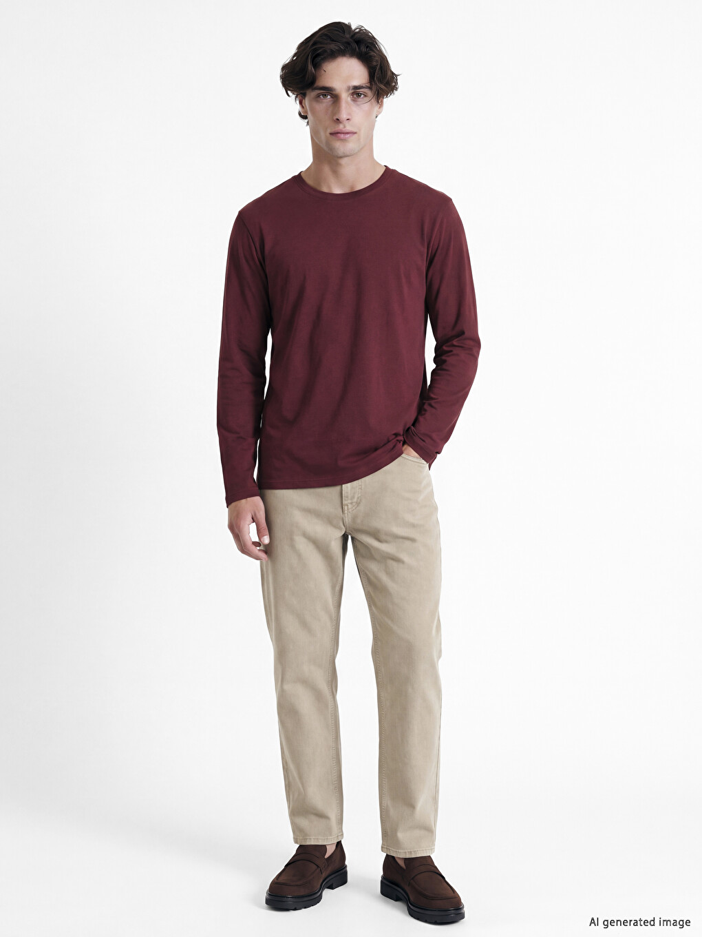 Crew Neck Long Sleeve Jersey Men's T-shirt-1