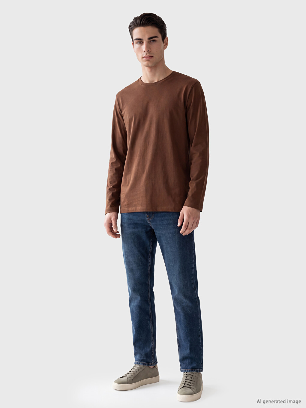 Crew Neck Long Sleeve Jersey Men's T-shirt-1