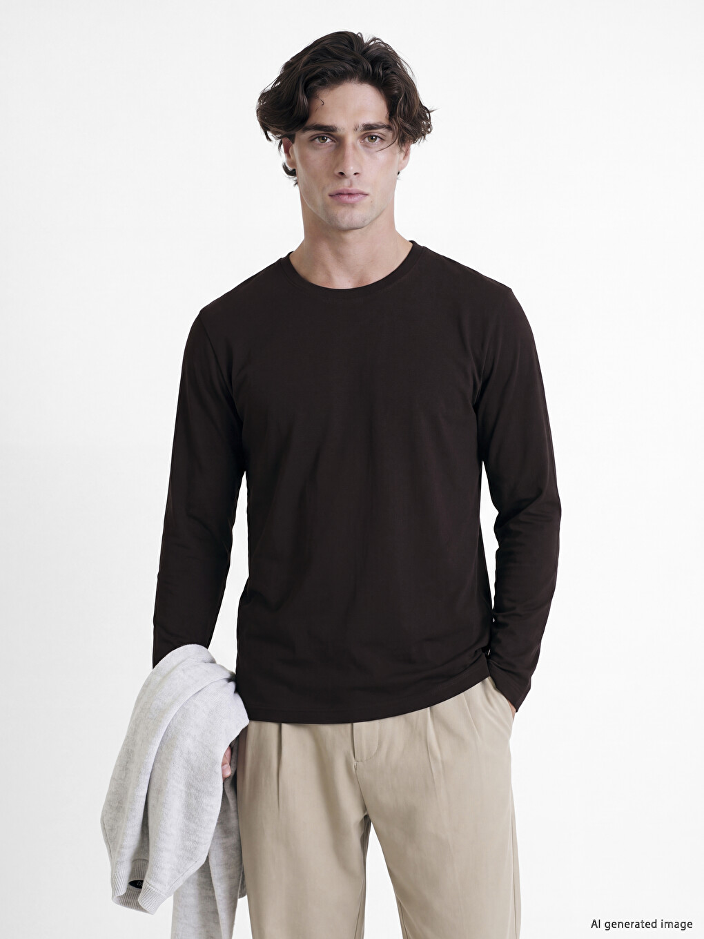 Crew Neck Long Sleeve Jersey Men's T-shirt