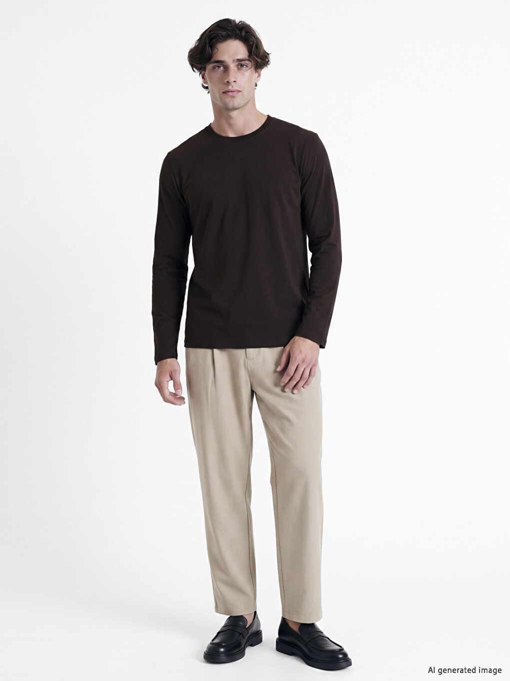 Crew Neck Long Sleeve Jersey Men's T-shirt-1
