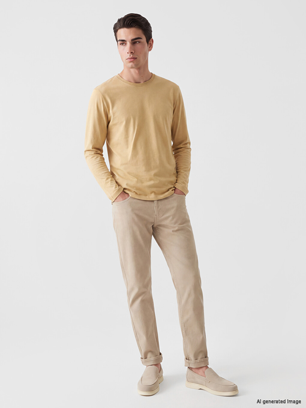 Crew Neck Long Sleeve Jersey Men's T-shirt-1