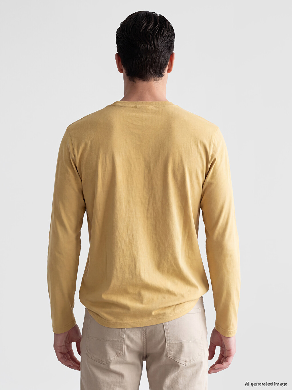 Crew Neck Long Sleeve Jersey Men's T-shirt-3