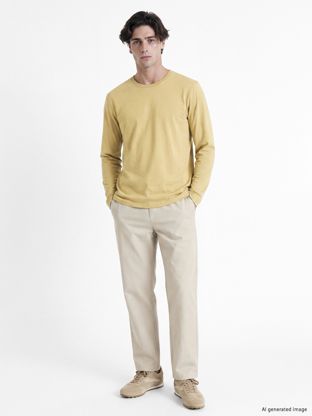 Crew Neck Long Sleeve Jersey Men's T-shirt-1