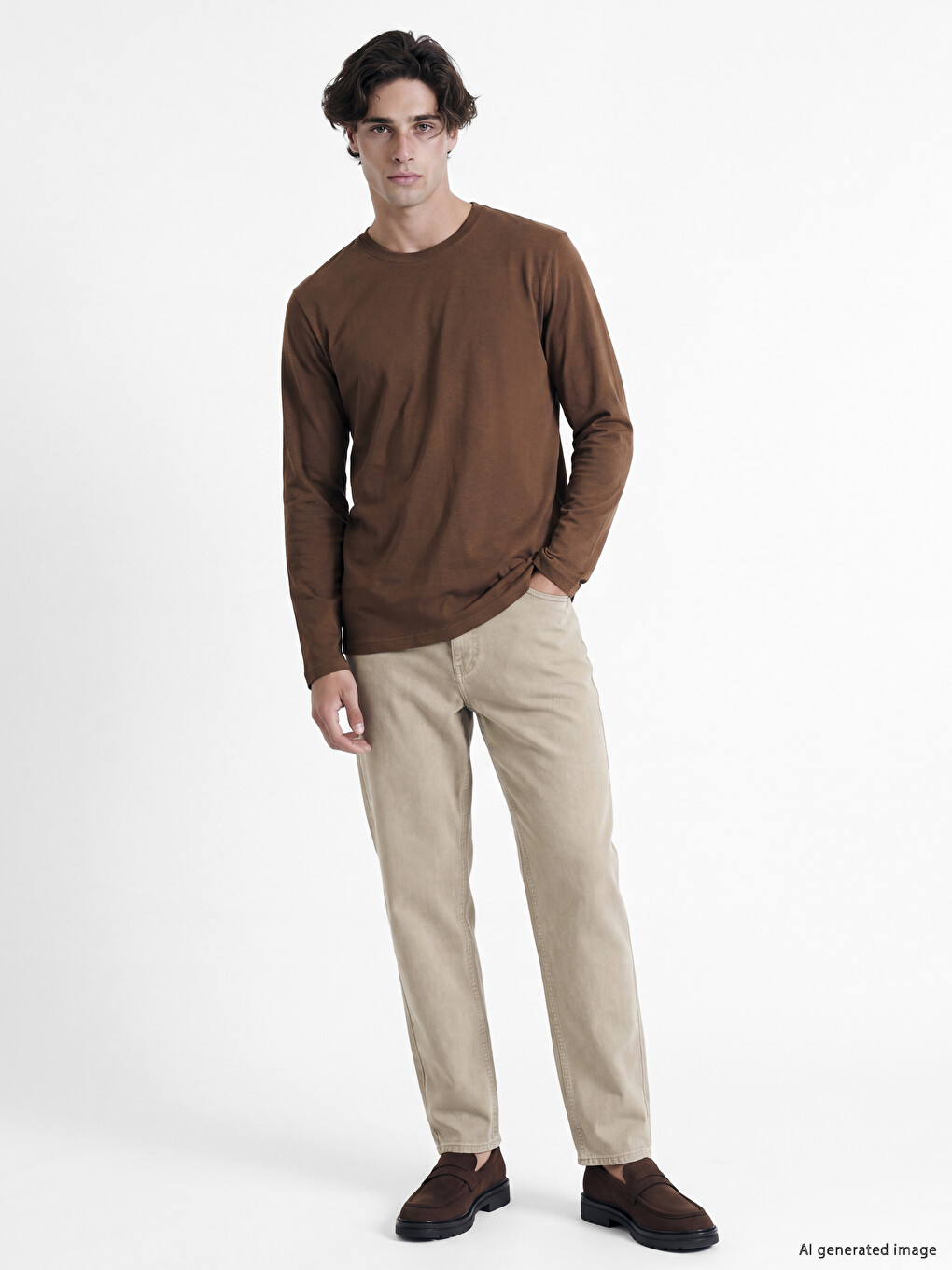 Crew Neck Long Sleeve Jersey Men's T-shirt-1