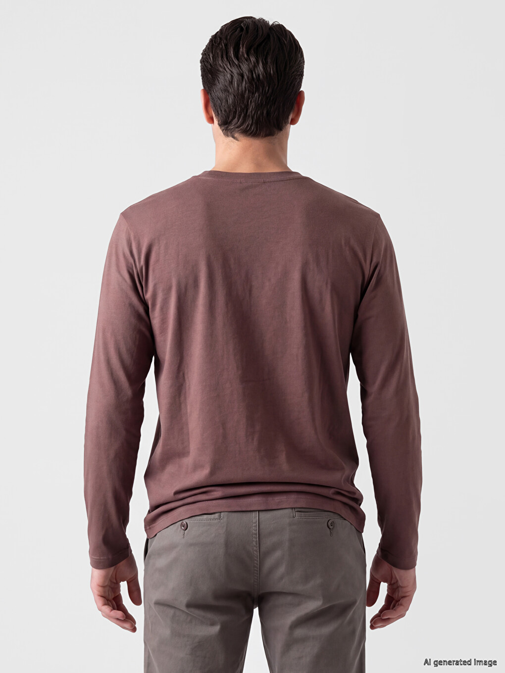 T-shirt Me Jakë Të Rrumbullakët Dhe Mëngë Të Gjata Për Burra-3