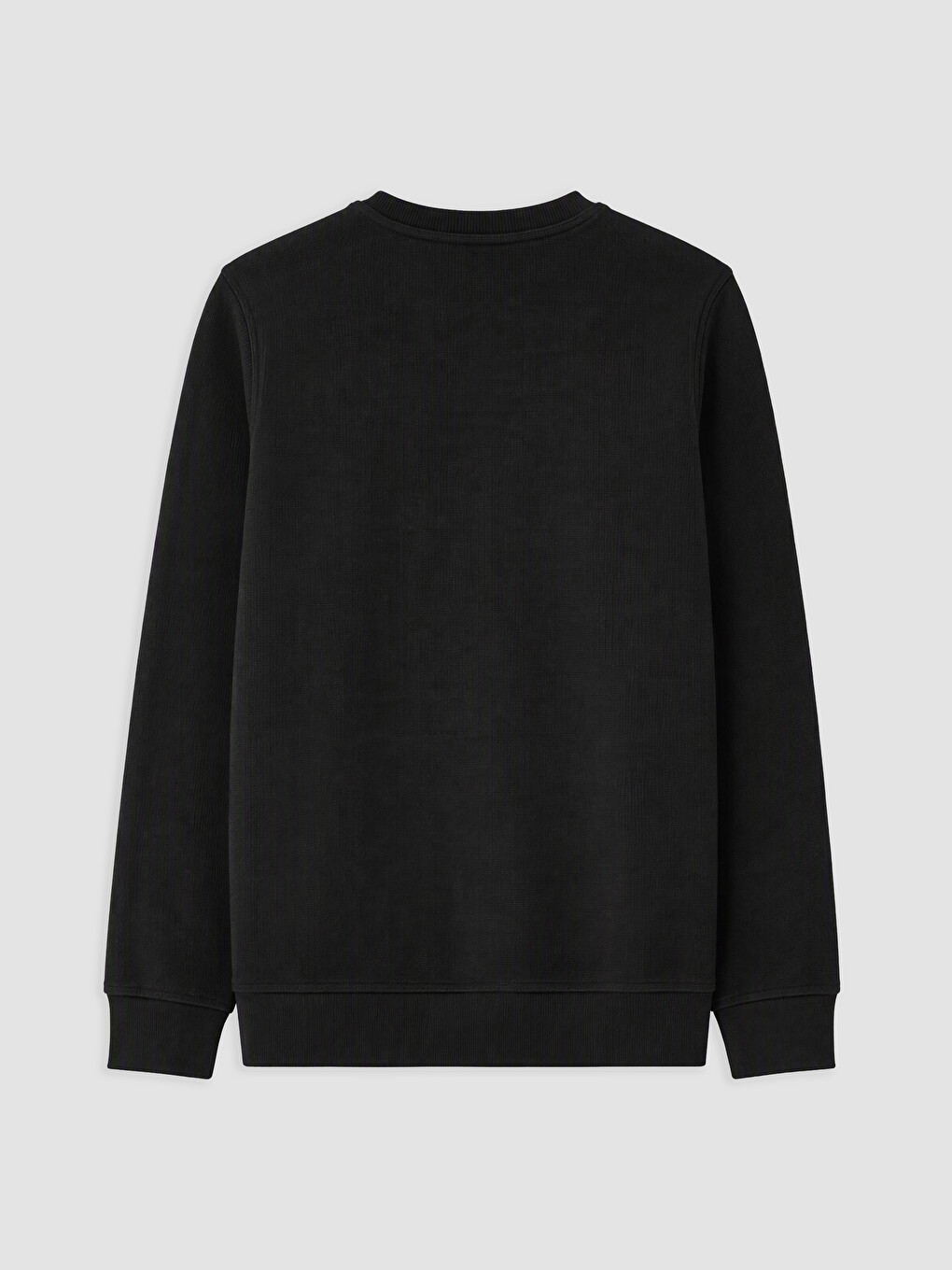 Siyah Bisiklet Yaka Erkek Kalın Sweatshirt-1