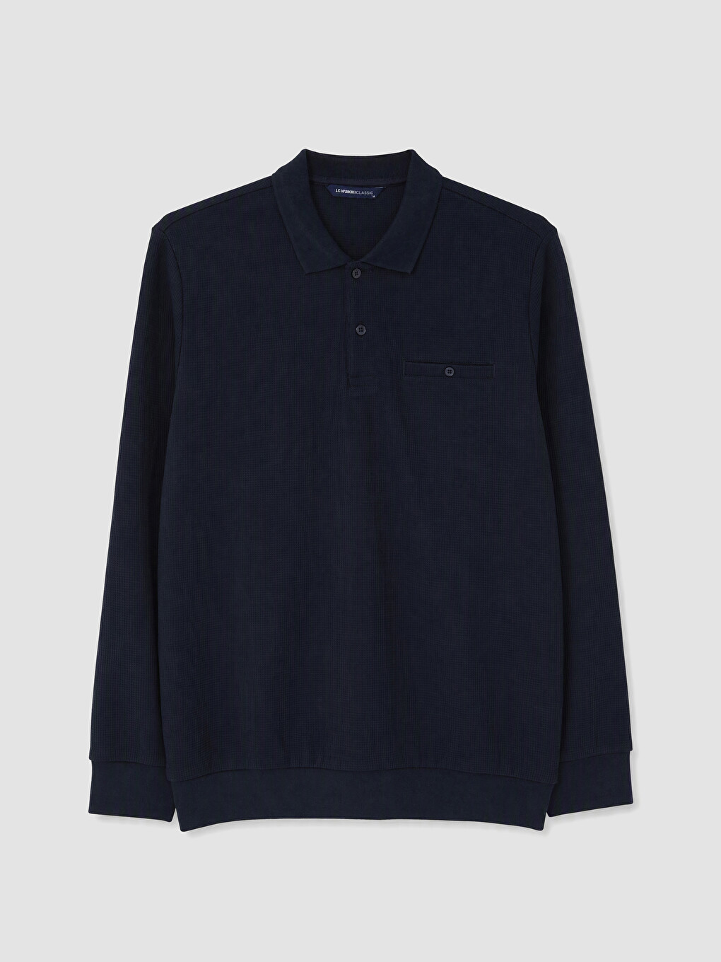 Lacivert Polo Yaka Erkek Sweatshirt-3