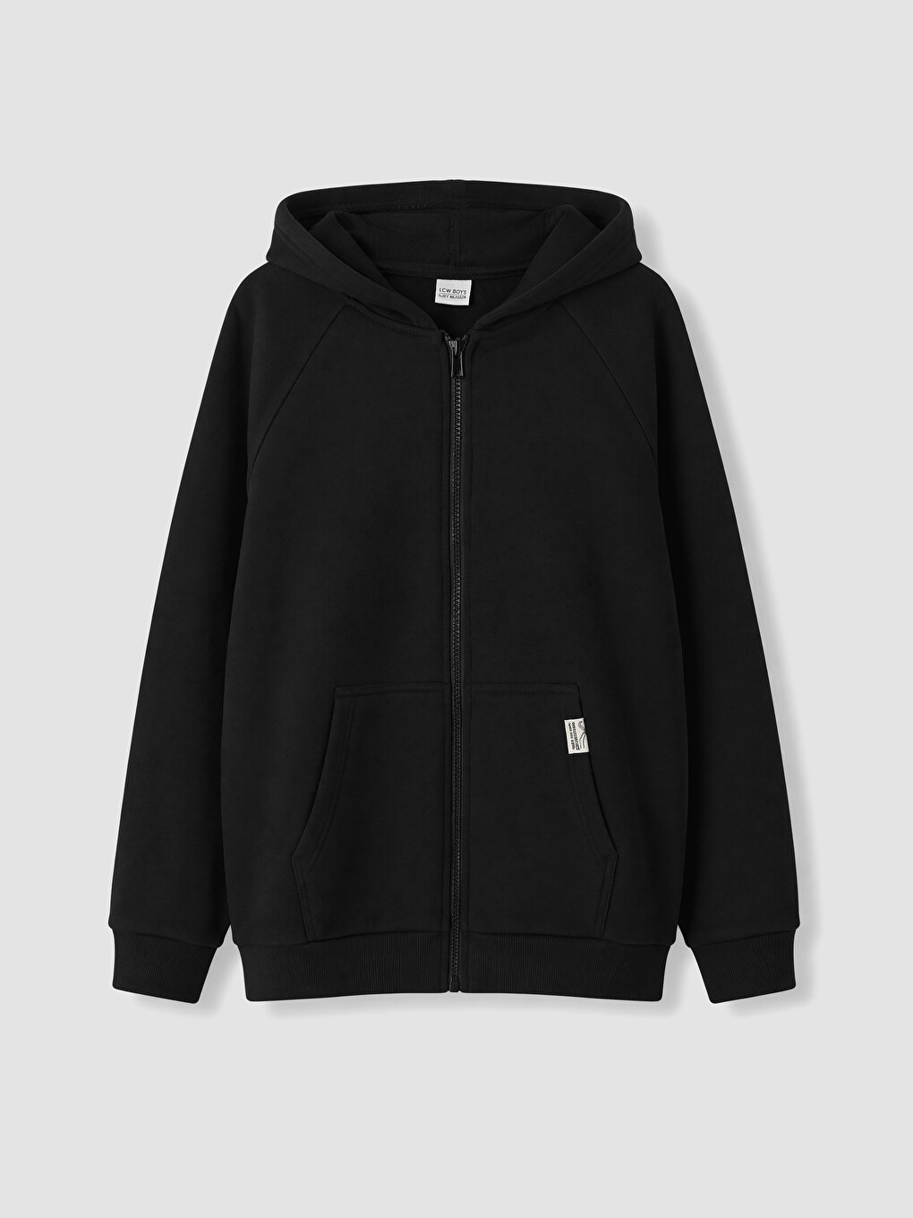Siyah Kapüşonlu Erkek Çocuk Kalın Fermuarlı Sweatshirt