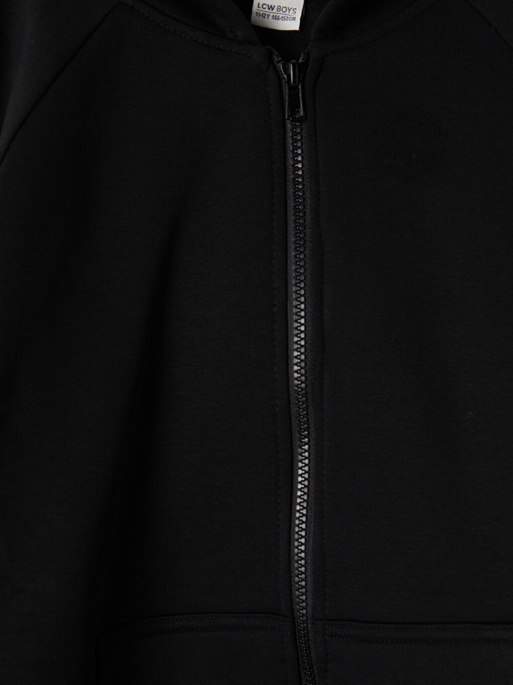 Siyah Kapüşonlu Erkek Çocuk Kalın Fermuarlı Sweatshirt-1