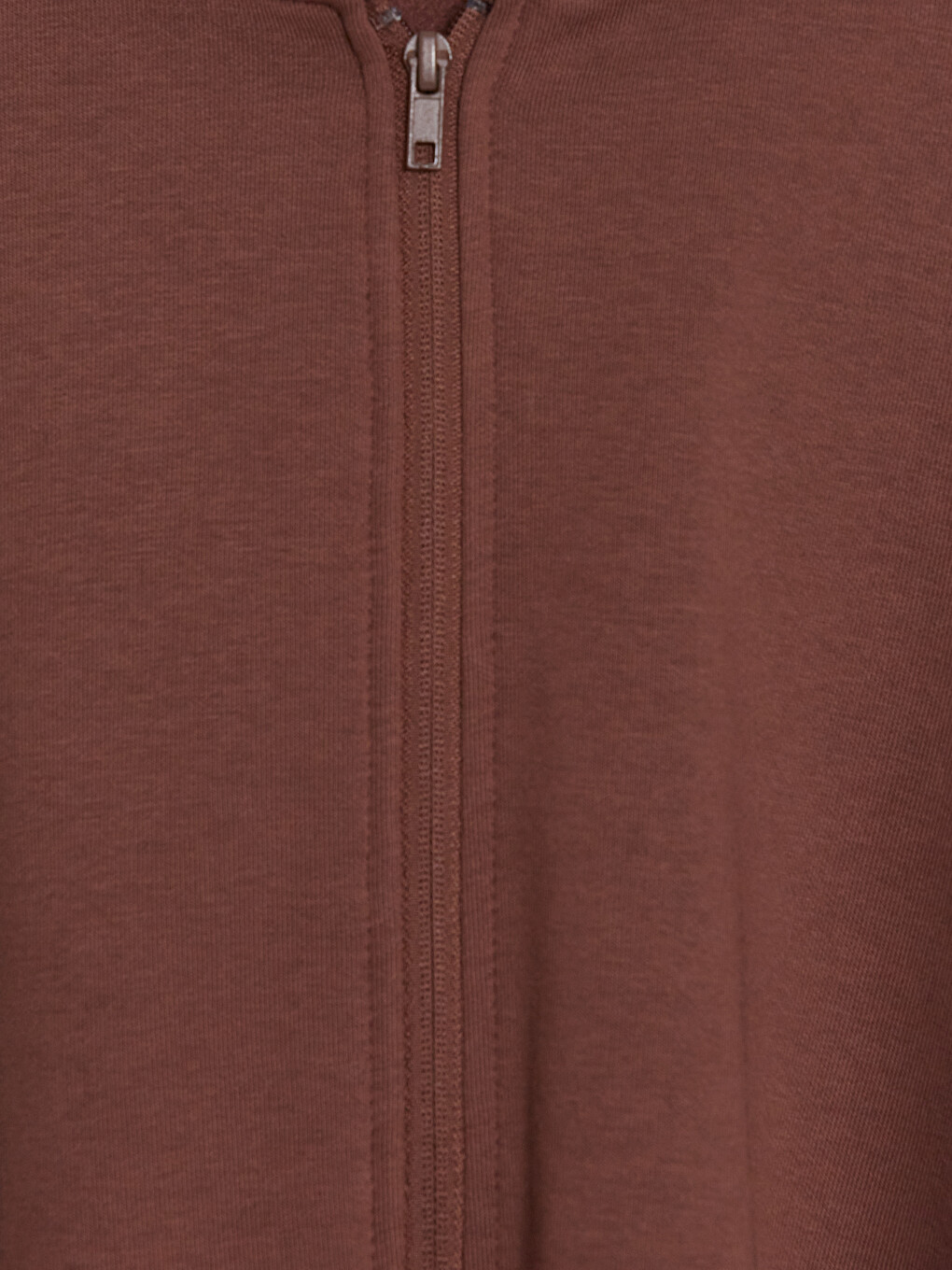 Kahverengi Kapüşonlu Erkek Çocuk Fermuarlı Sweatshirt-1
