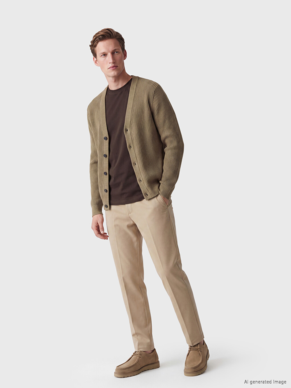 Regular Fit V Neck Men's Knitwear Cardigan-1