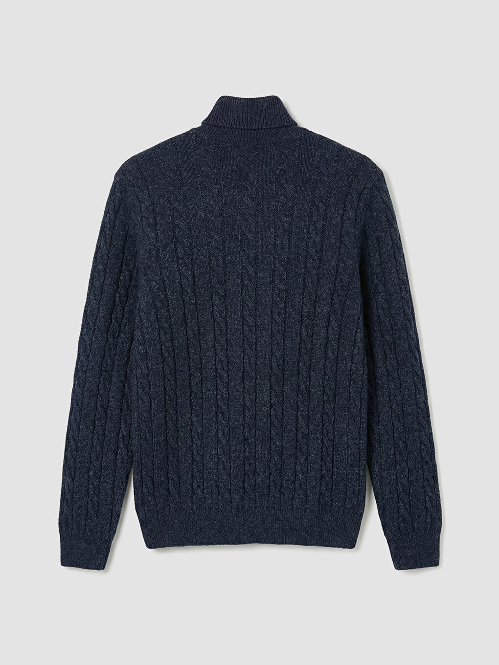 Lacivert Saç Örgüsü Desenli Triko Erkek Kazak-5