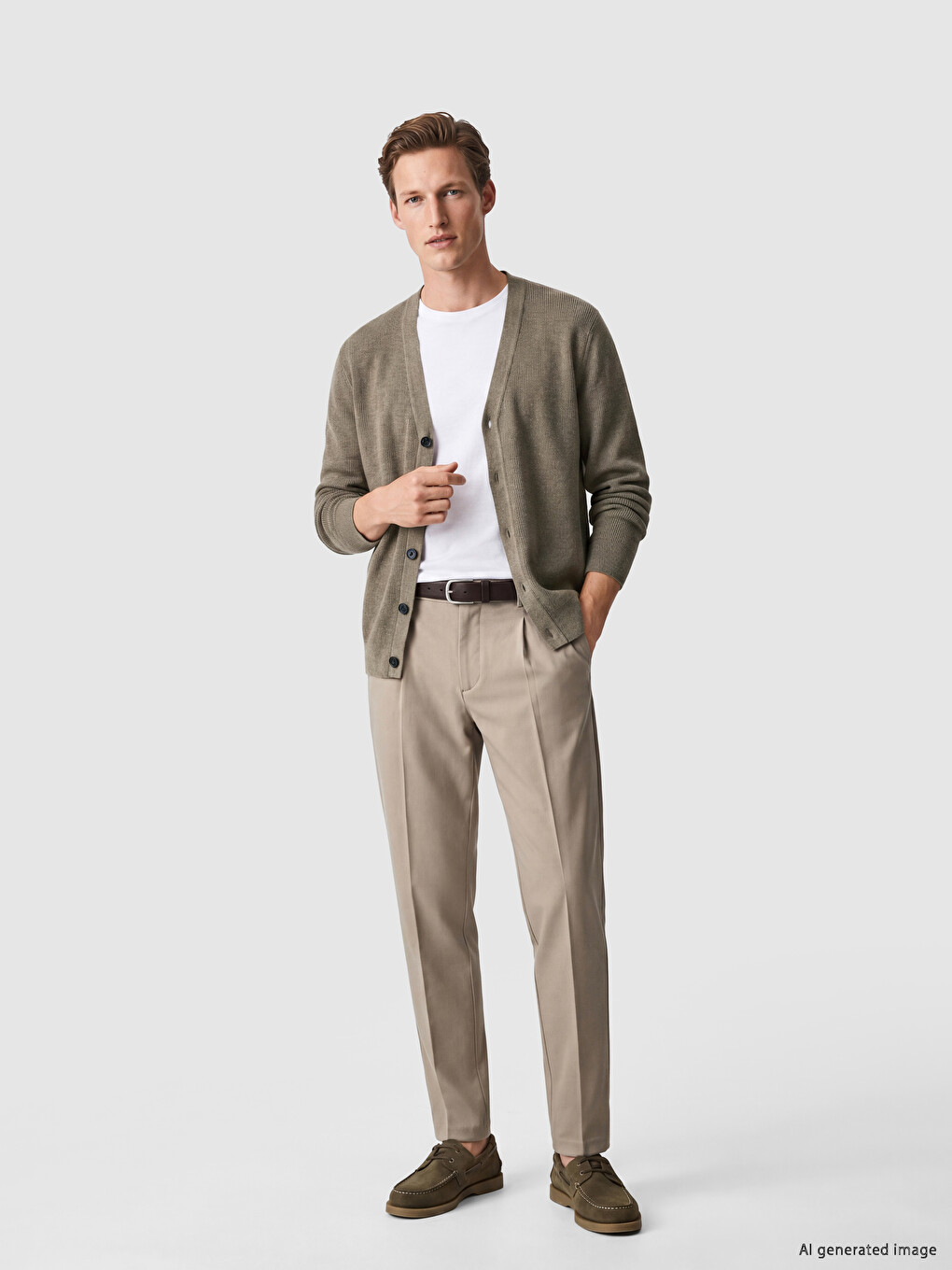 Man Beige Cardigan-1