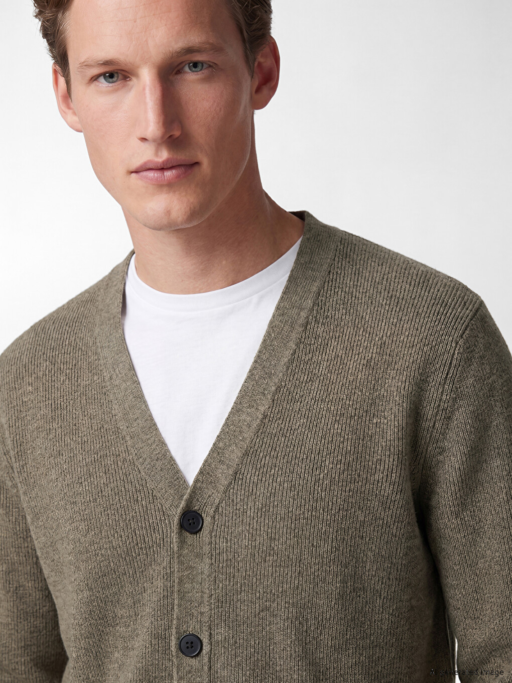 Man Beige Cardigan-2