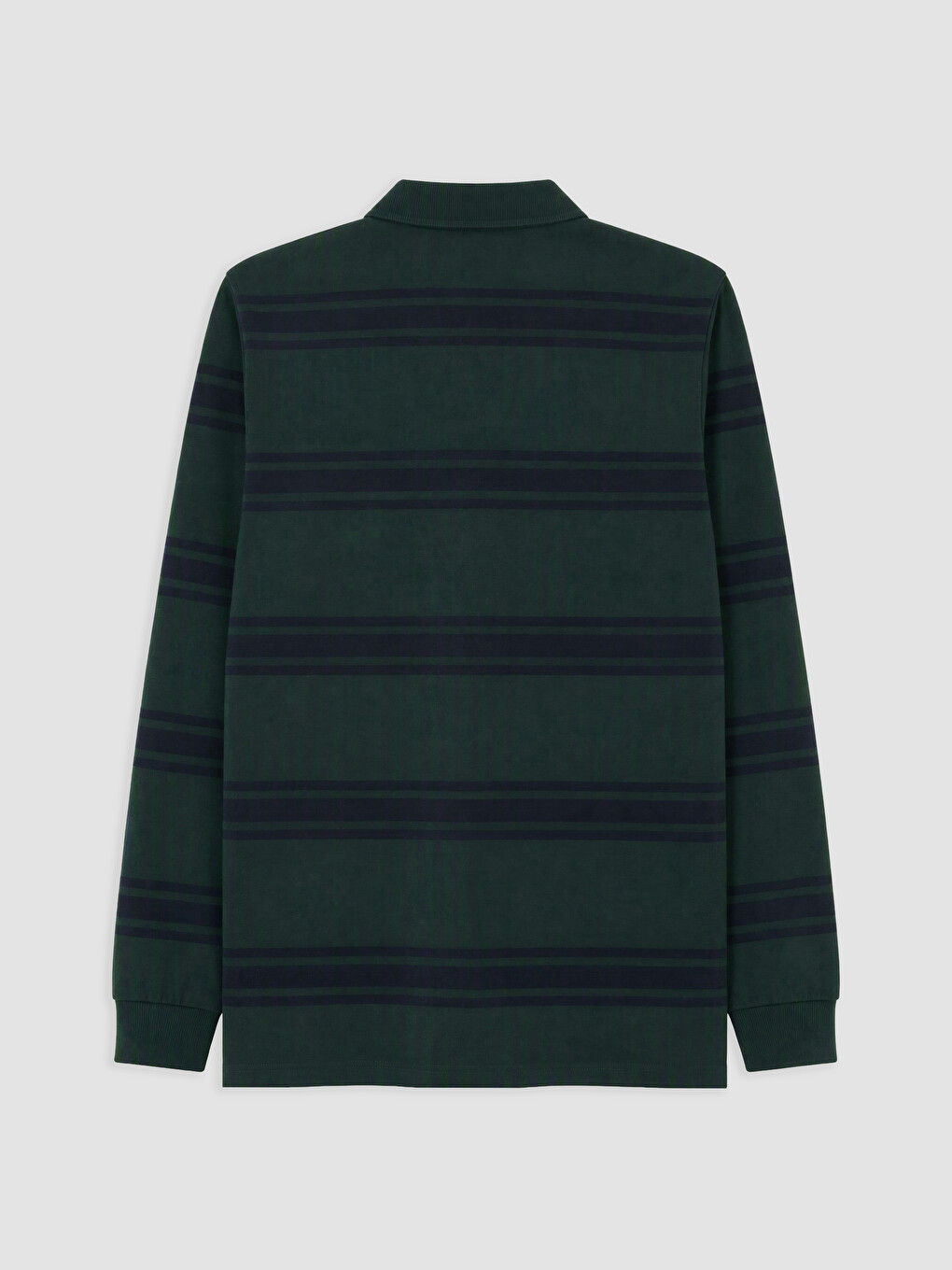 Yeşil Polo Yaka Çizgili Erkek Sweatshirt-1