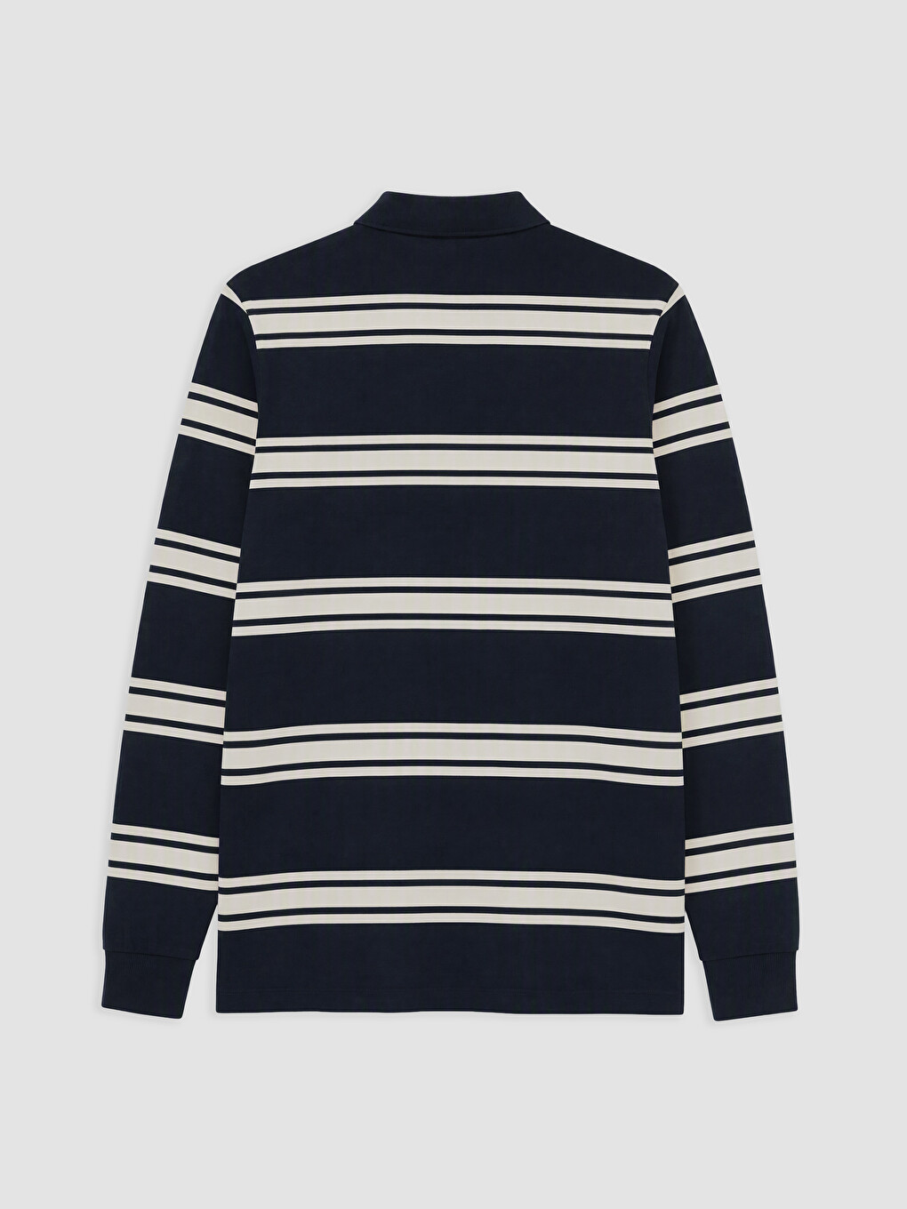 Lacivert Polo Yaka Çizgili Erkek Sweatshirt-1