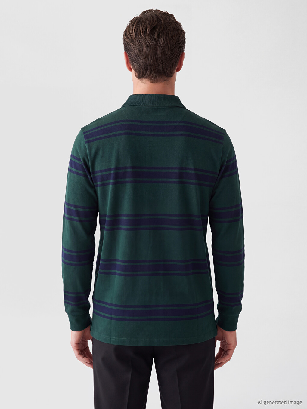 Polo Collar Striped Men's Sweatshirt-3