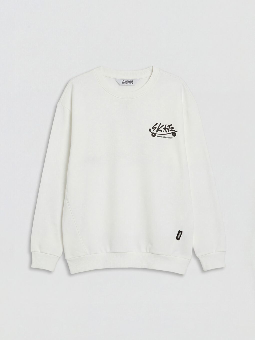 Ekru Bisiklet Yaka Baskılı Erkek Çocuk Sweatshirt