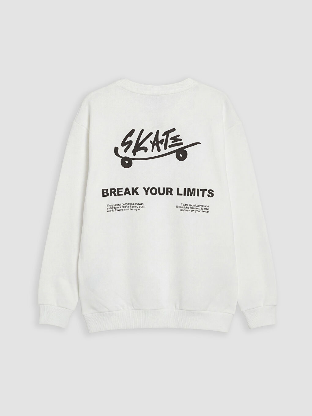 Ekru Bisiklet Yaka Baskılı Erkek Çocuk Sweatshirt-1