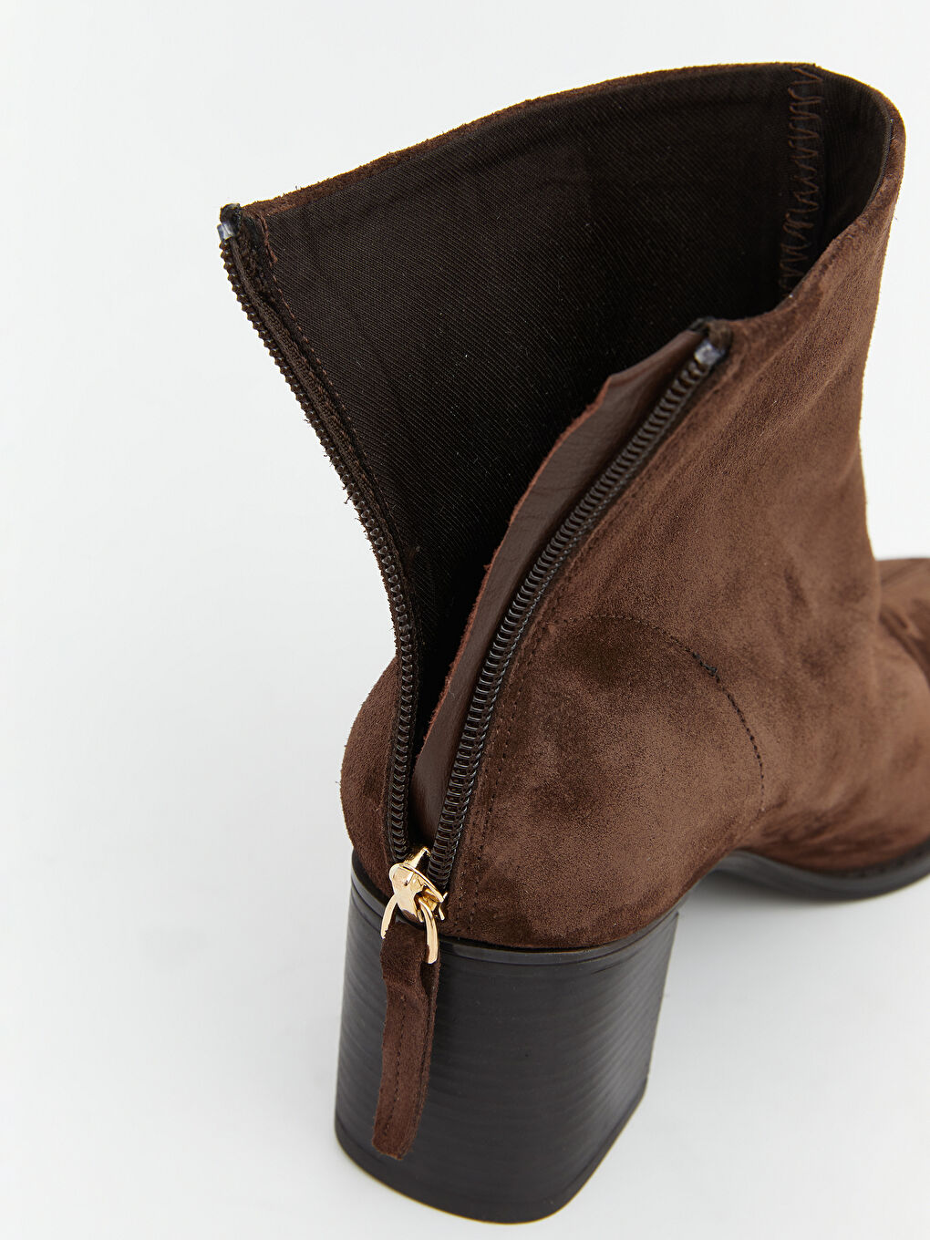 Kahverengi Deri Görünümlü Kadın Topuklu Ayakkabı-5