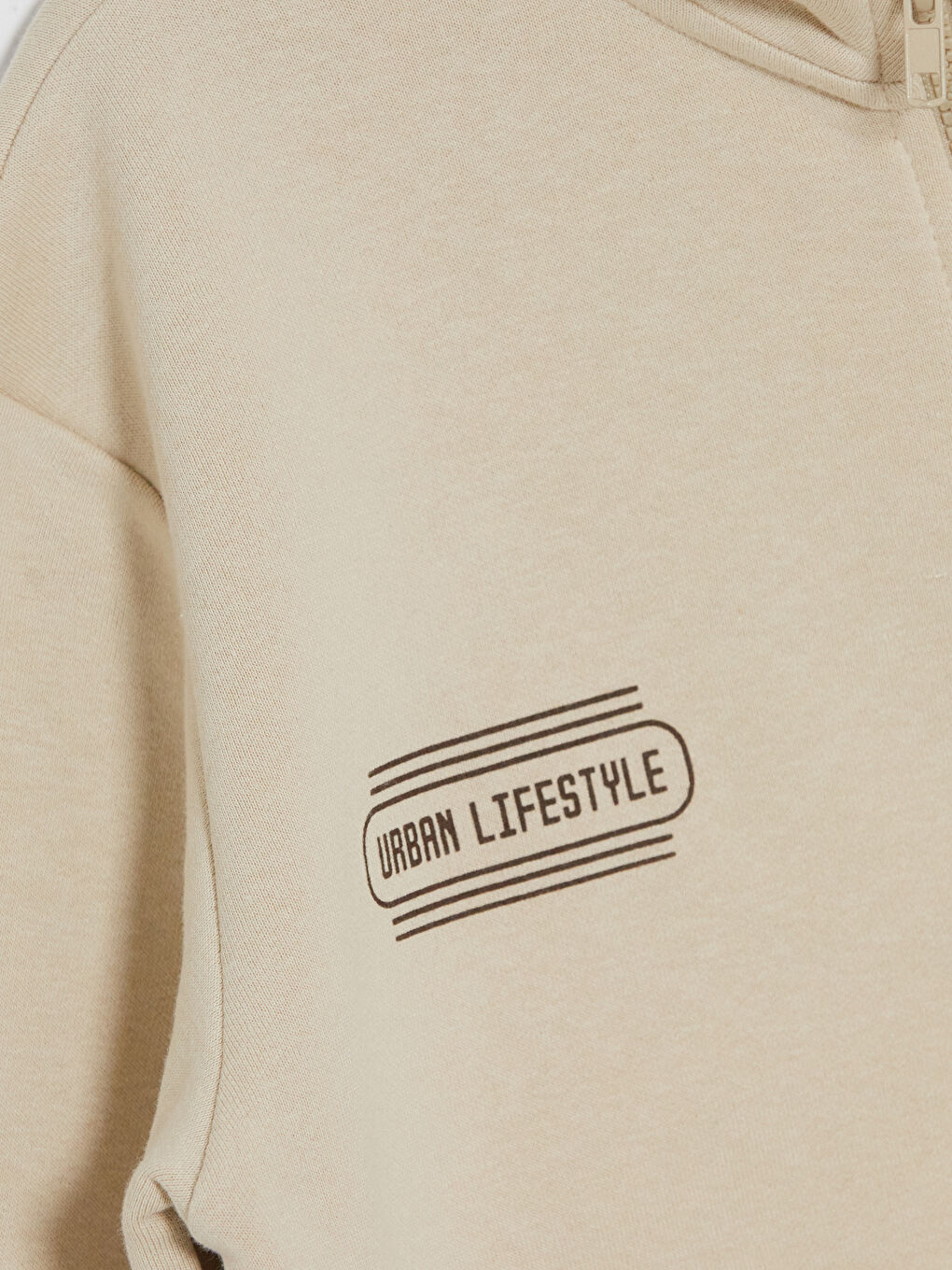 Bej Dik Yaka Erkek Çocuk Sweatshirt-2