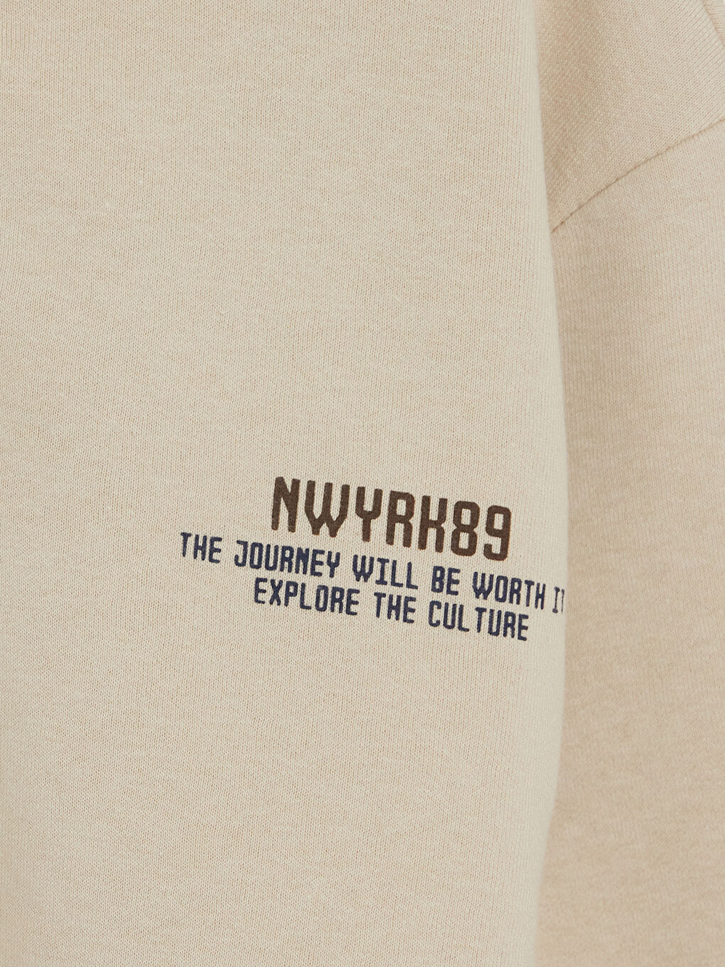Bej Dik Yaka Erkek Çocuk Sweatshirt-3