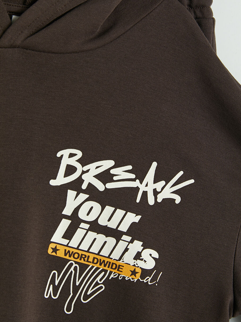 Kahverengi Kapüşonlu Baskılı Erkek Çocuk Sweatshirt-2