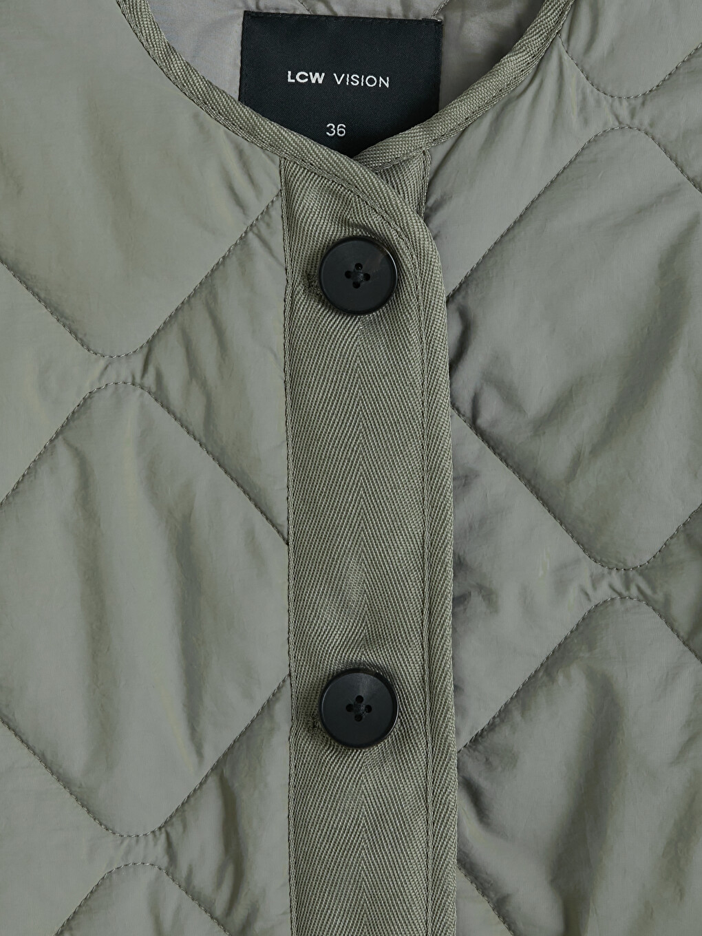 Haki Baklava Desenli Oversize Kadın Şişme Mont-6