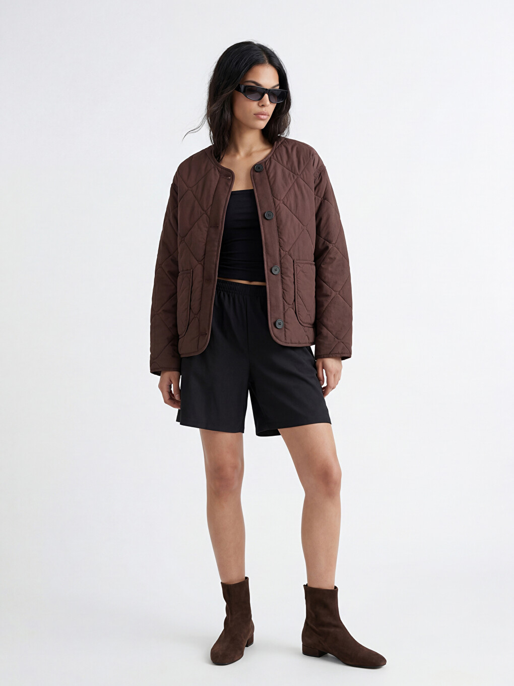 Bordo Baklava Desenli Oversize Kadın Şişme Mont-1