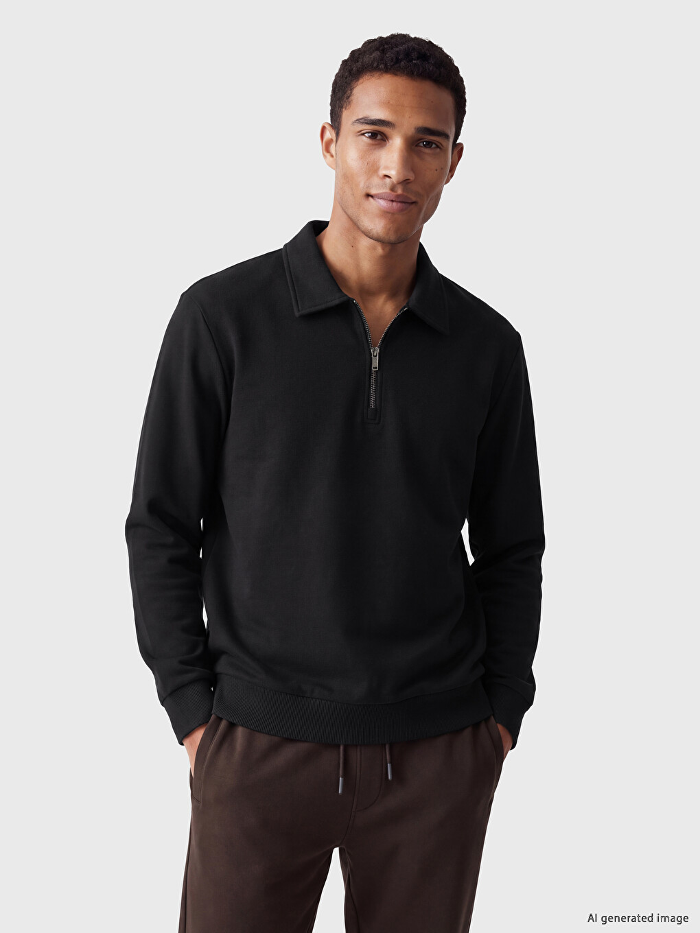 Polo Collar Men's Sweatshirt