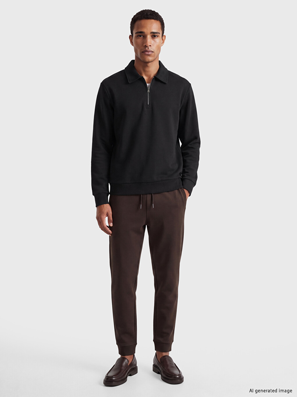 Polo Collar Men's Sweatshirt-1