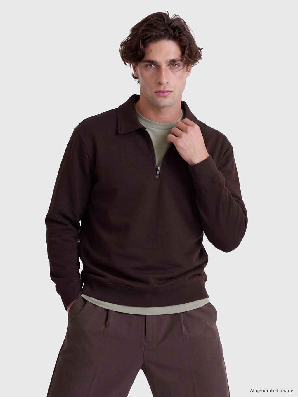 Polo Collar Men's Sweatshirt