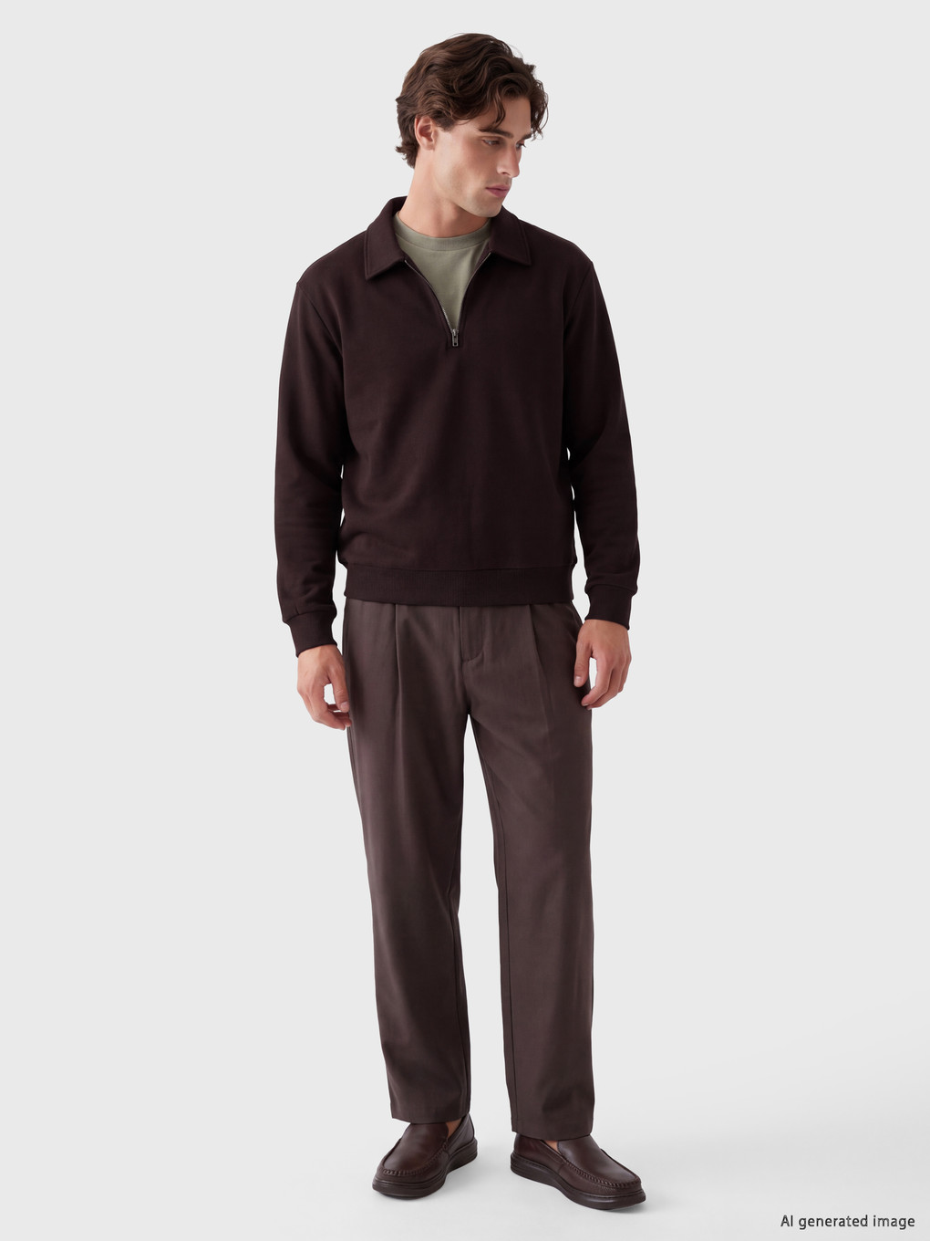 Polo Collar Men's Sweatshirt-1