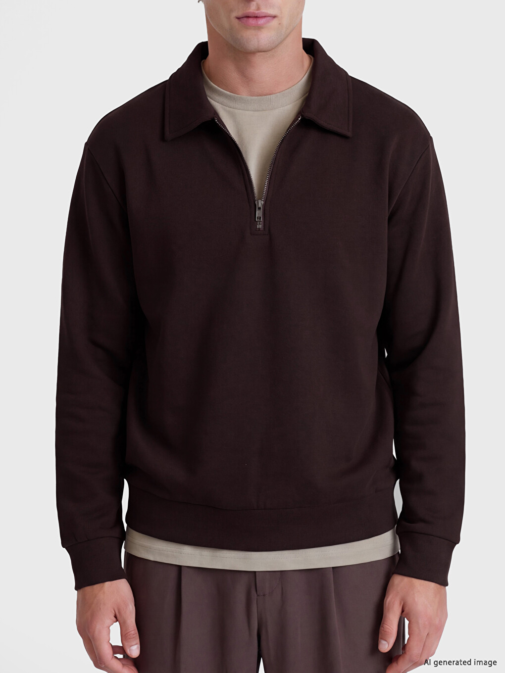 Polo Collar Men's Sweatshirt-2