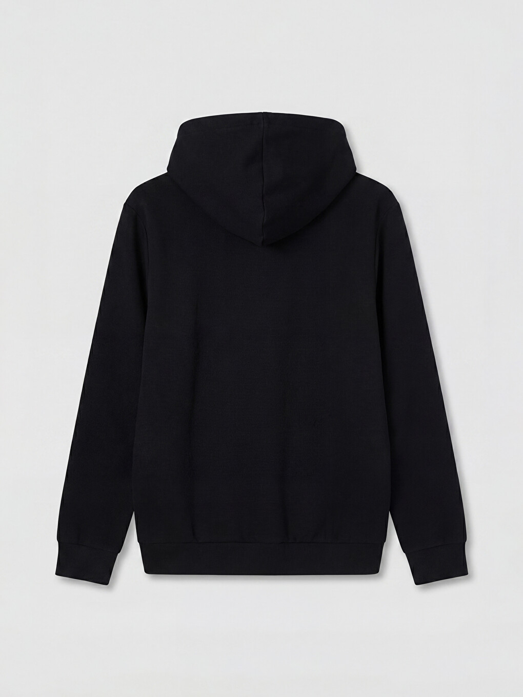 Siyah Kapüşonlu Erkek Fermuarlı Sweatshirt-1