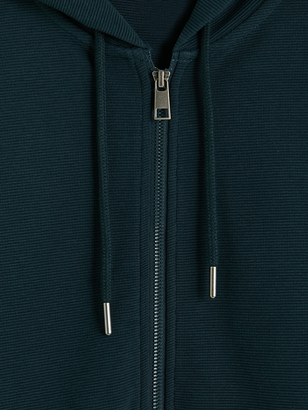 Petrol Kapüşonlu Erkek Fermuarlı Sweatshirt-4