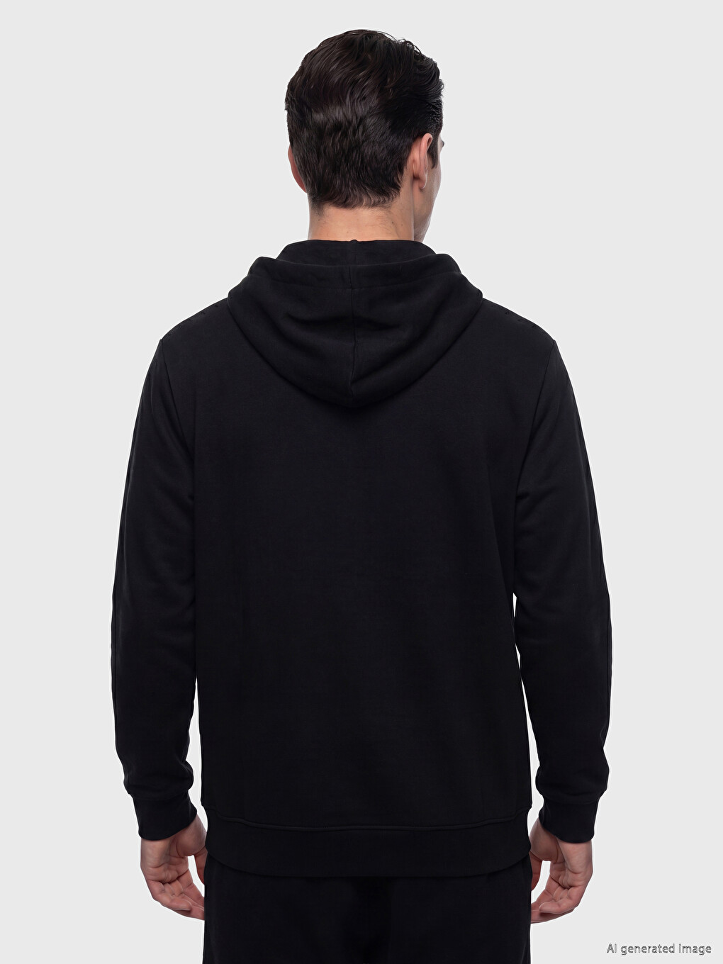 Siyah Kapüşonlu Erkek Fermuarlı Sweatshirt-3