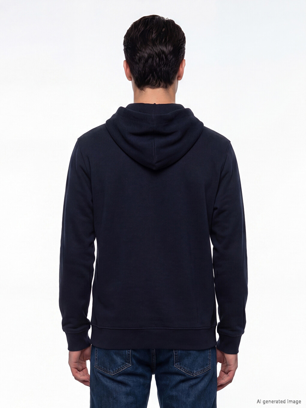 Lacivert Kapüşonlu Erkek Fermuarlı Sweatshirt-3
