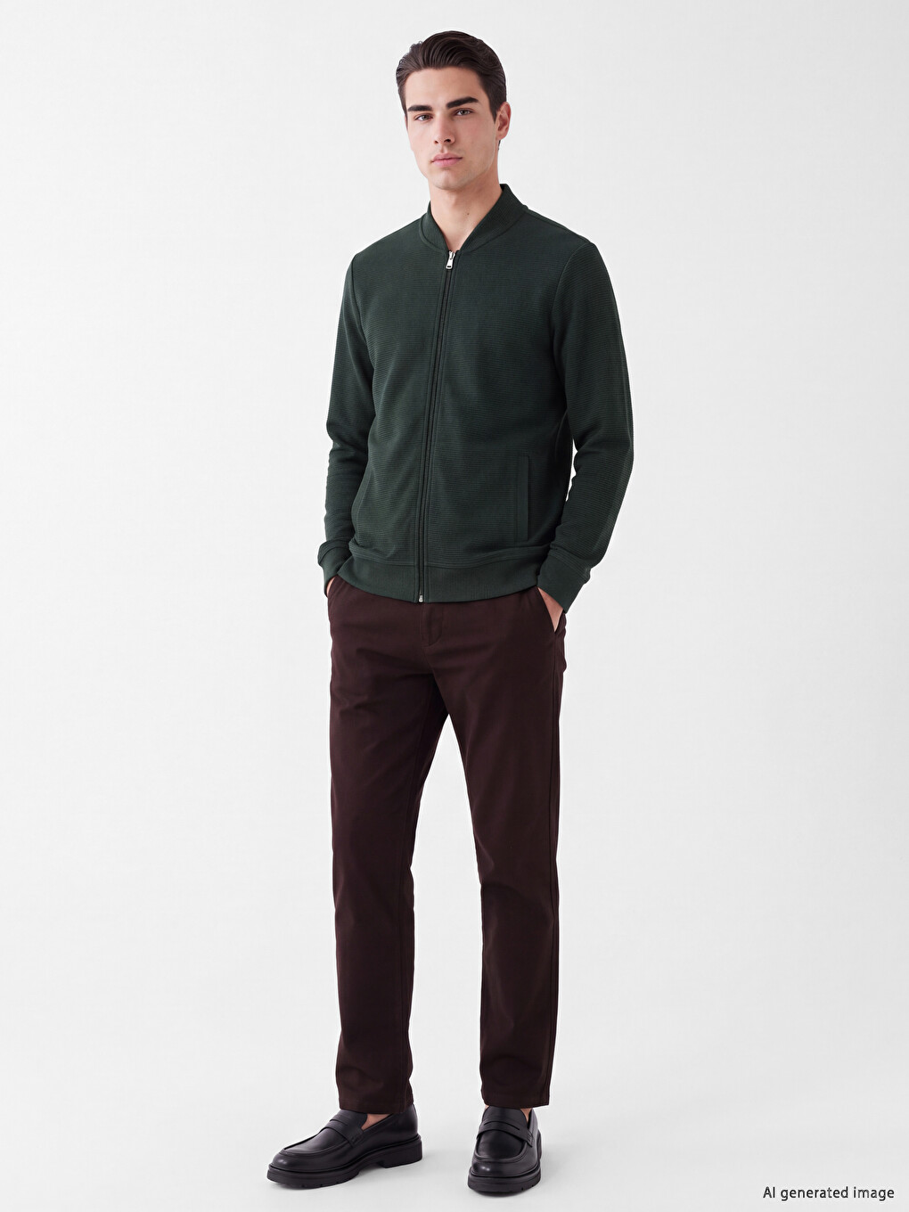 Baseball Collar Men's Zip-up Sweatshirt-1