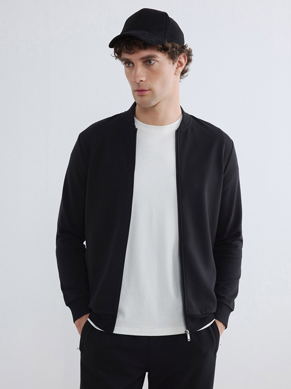 Sweat Zippé Homme À Col Baseball