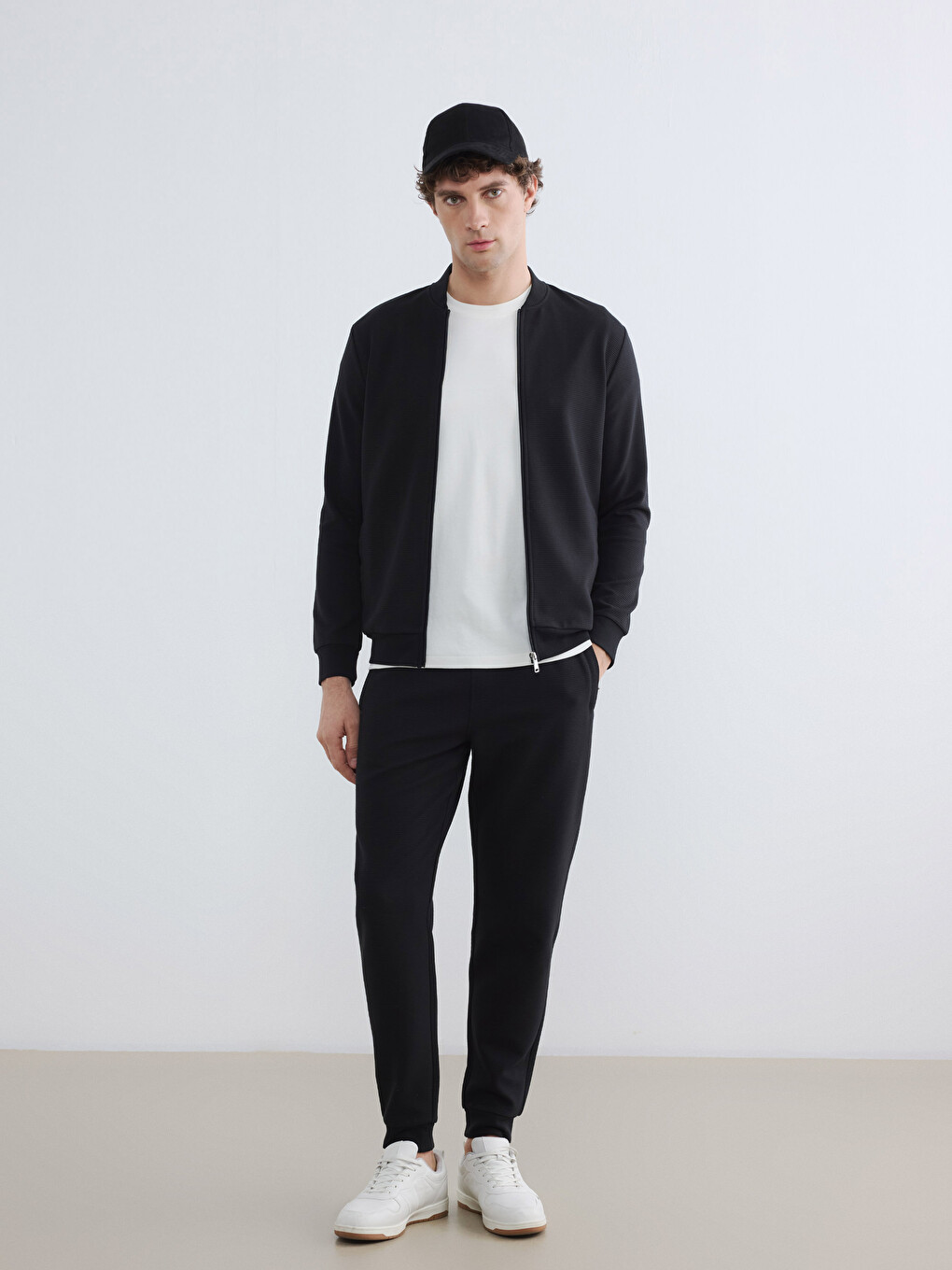 Sweat Zippé Homme À Col Baseball-1