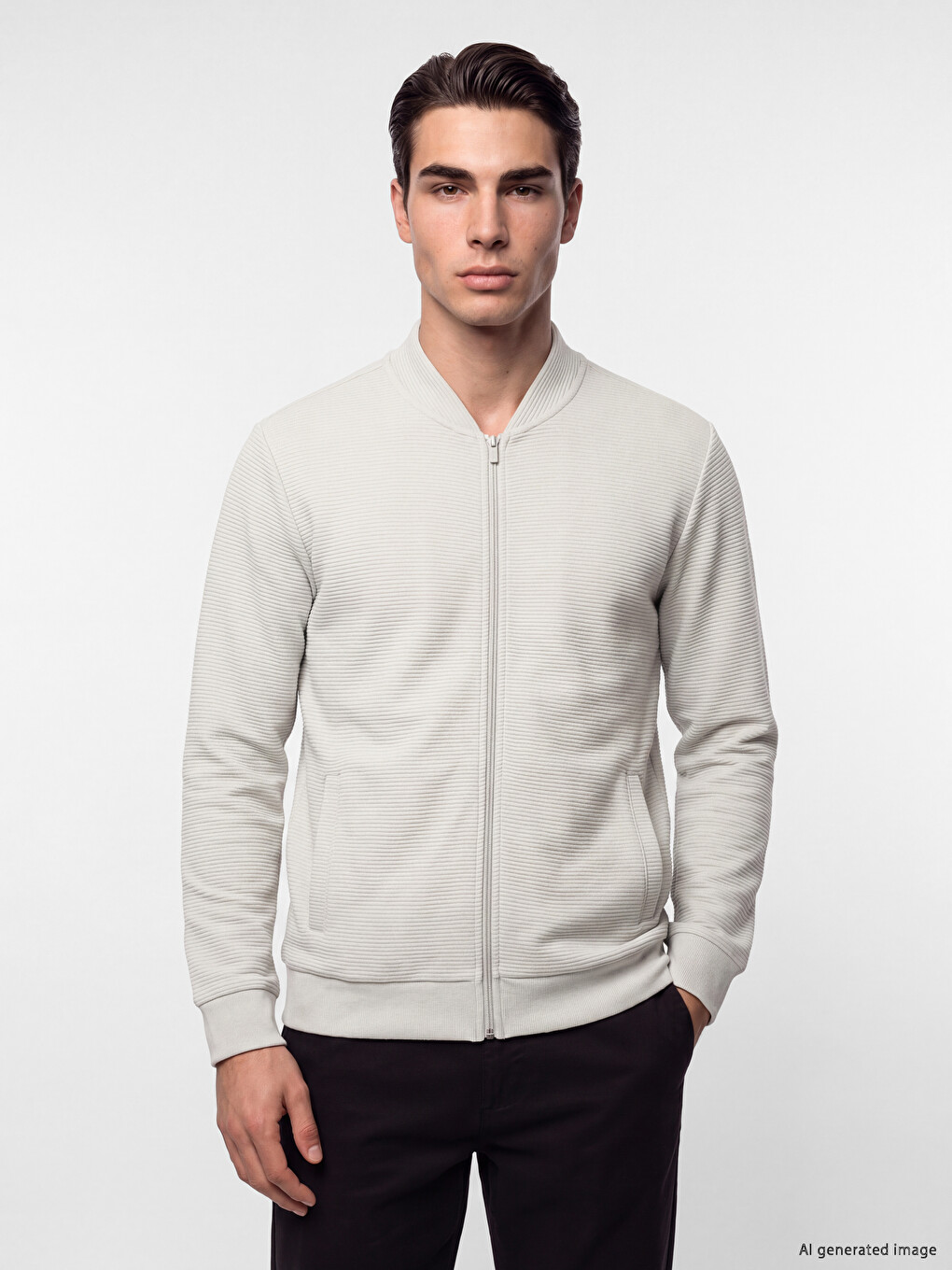 Baseball Collar Zip-up Sweatshirt