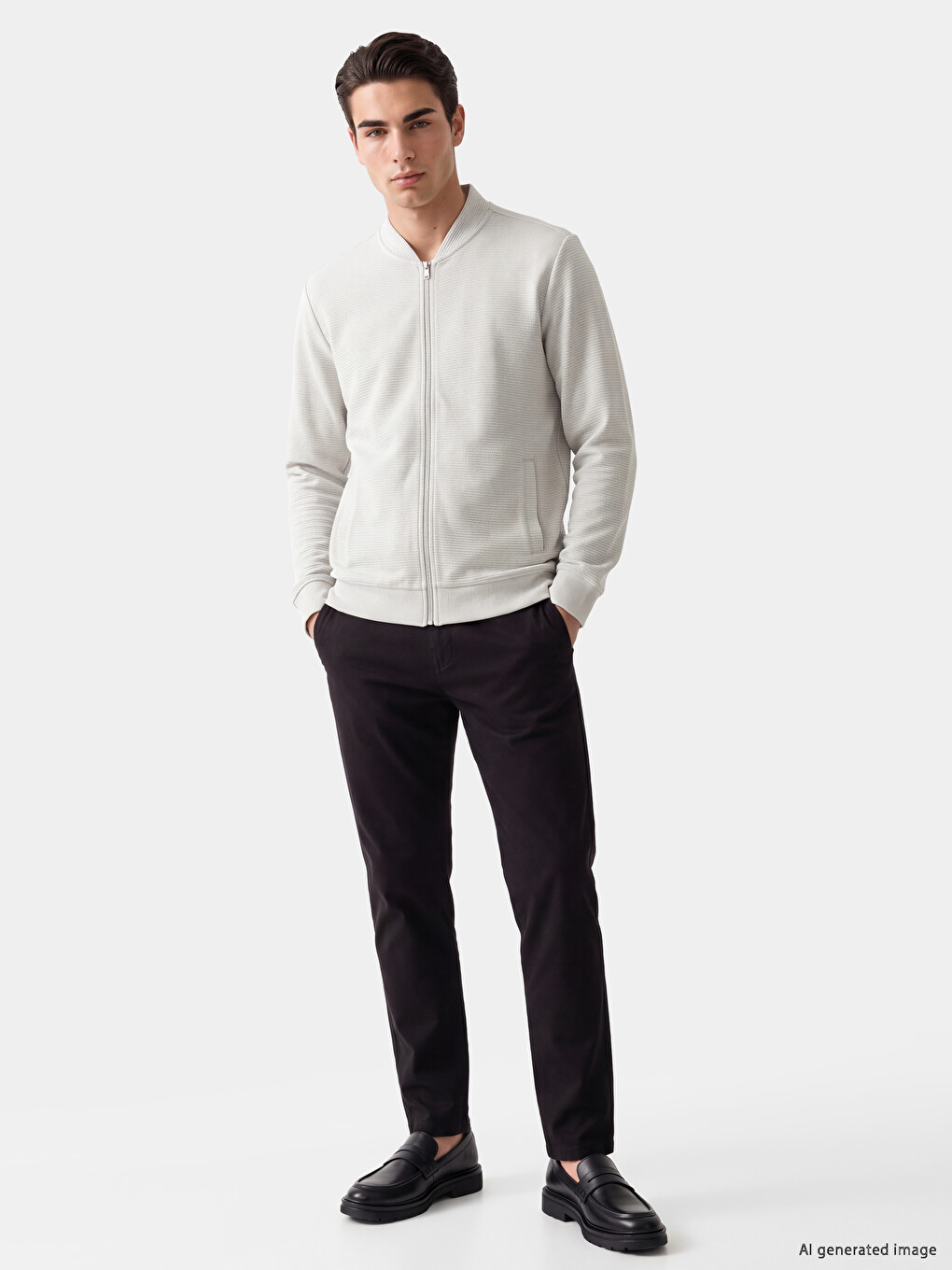 Baseball Collar Zip-up Sweatshirt-1