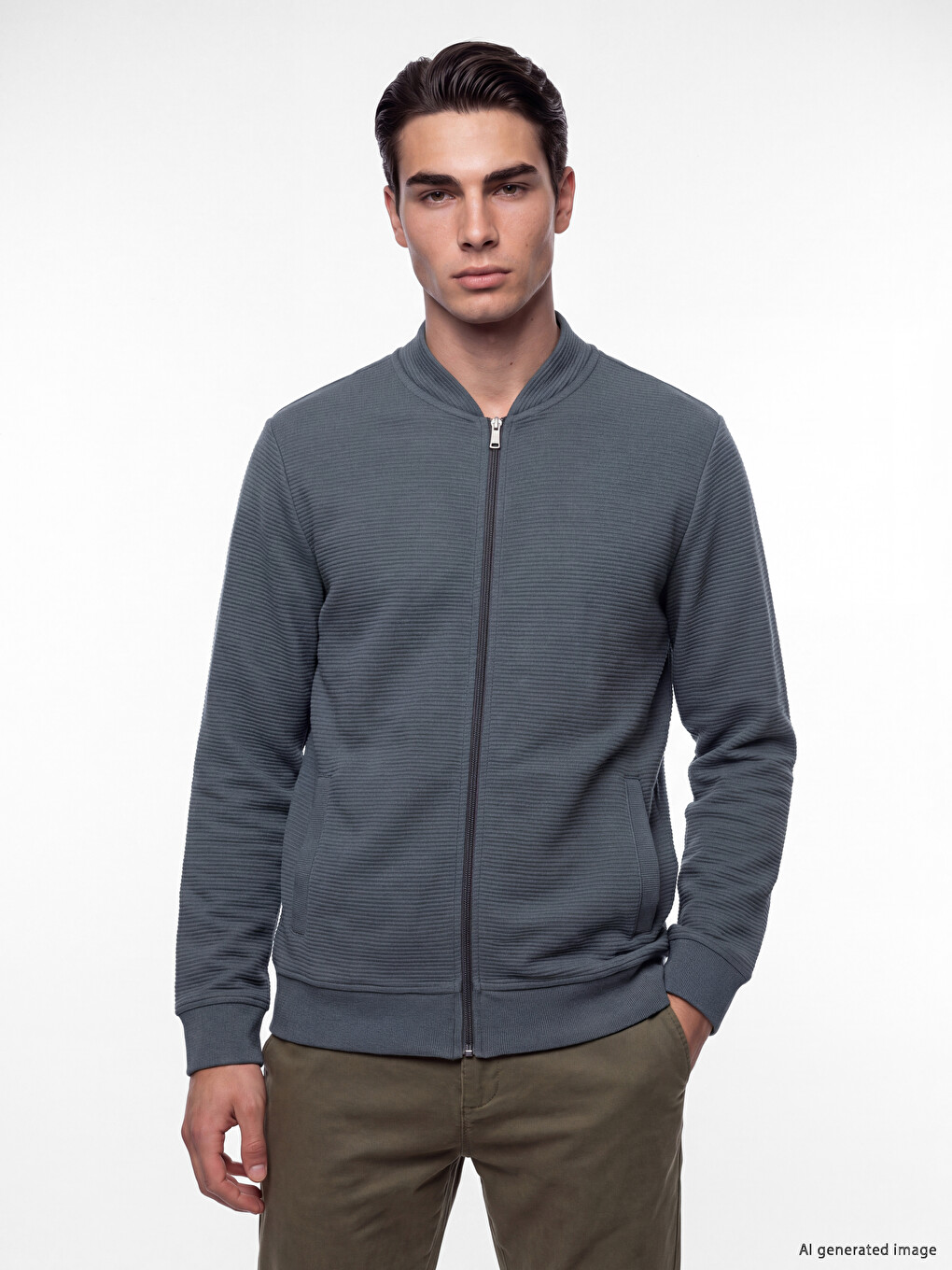 Baseball Collar Men's Zip-up Sweatshirt