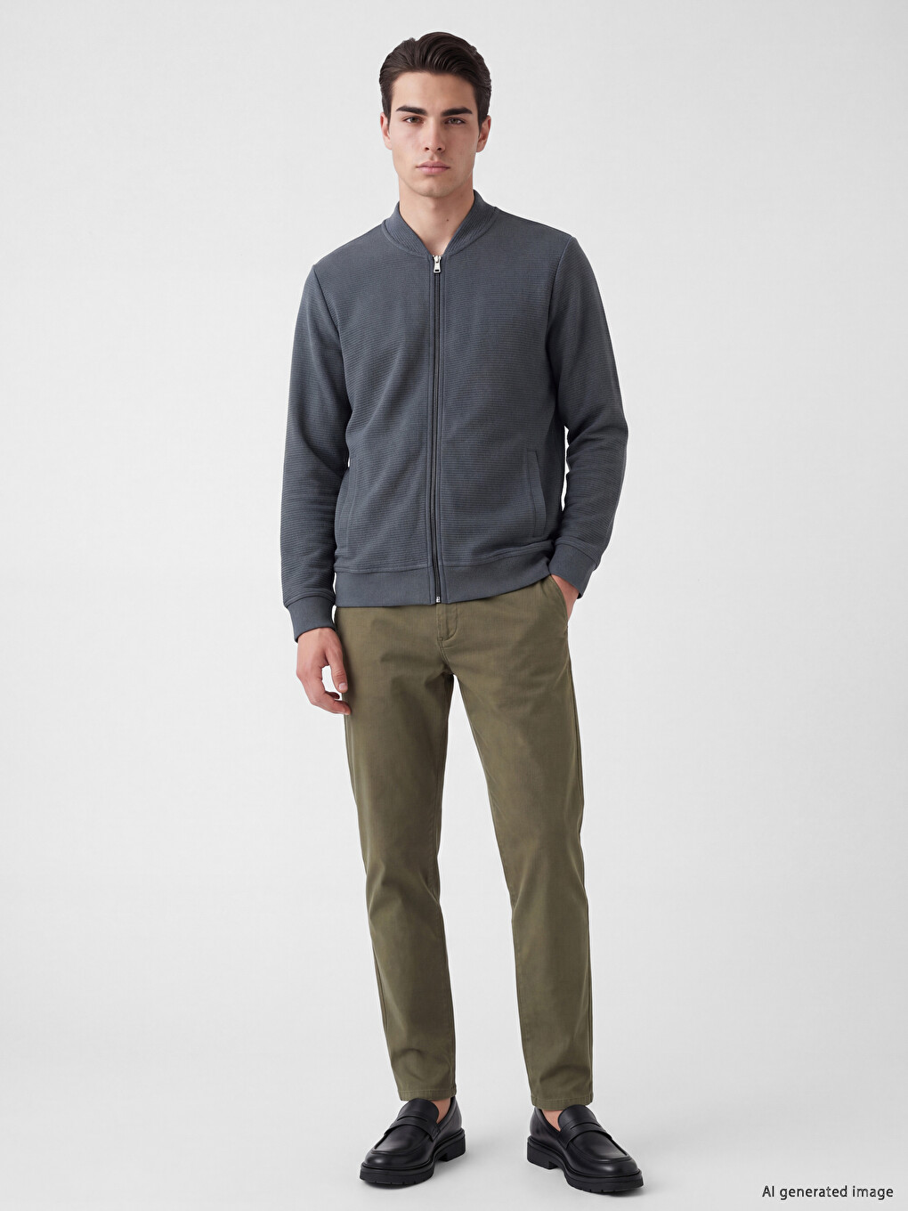 Baseball Collar Men's Zip-up Sweatshirt-1