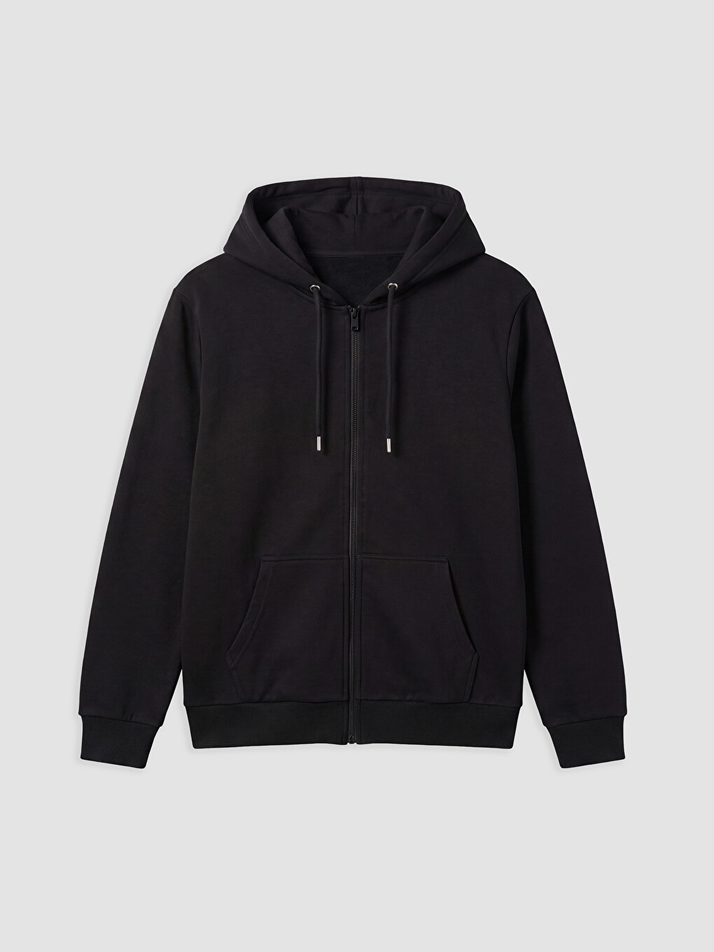 Siyah Kapüşonlu Erkek Fermuarlı Sweatshirt