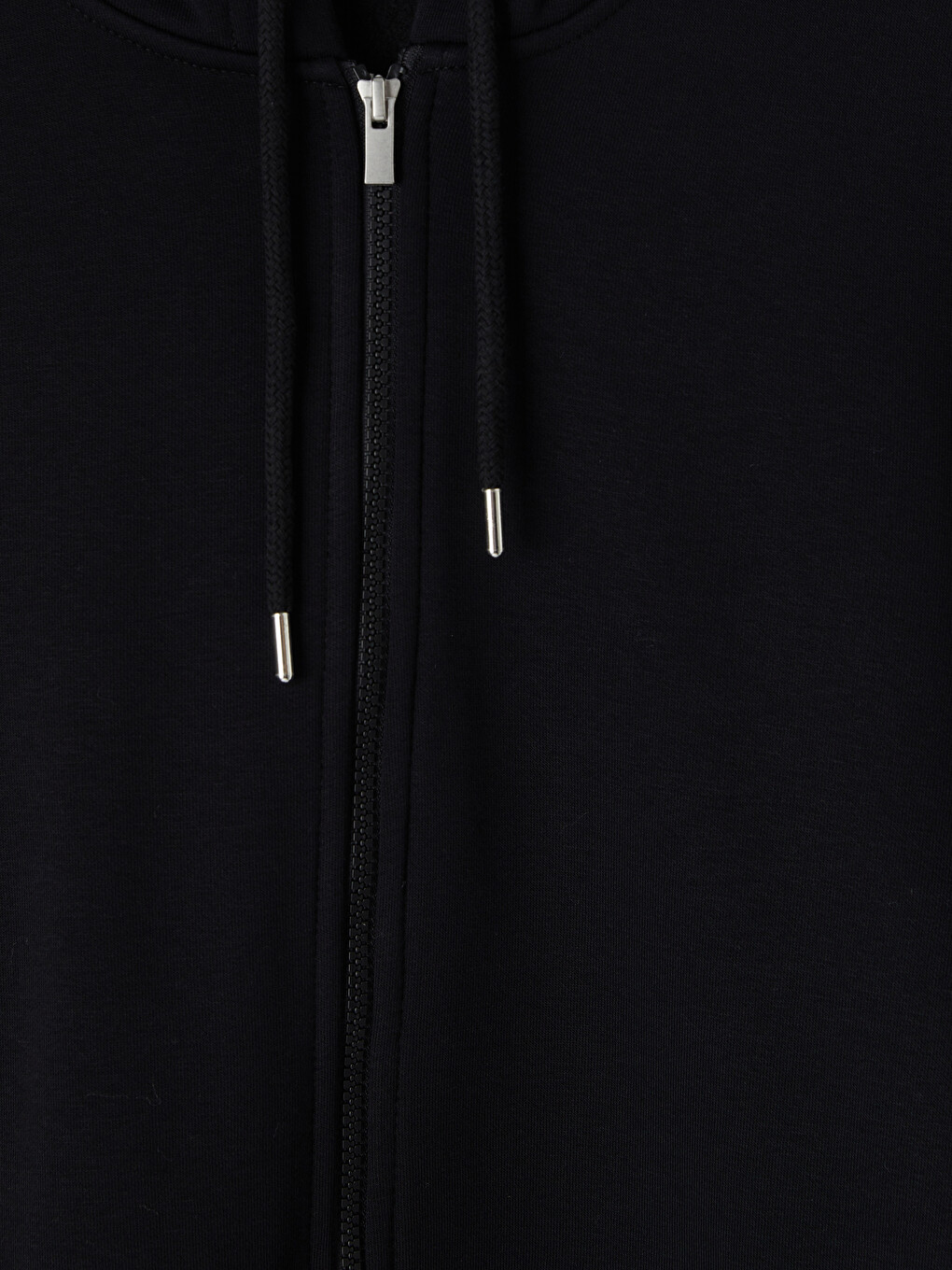 Siyah Kapüşonlu Erkek Fermuarlı Sweatshirt-2