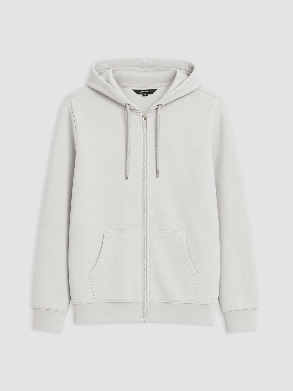 Gri Kapüşonlu Erkek Fermuarlı Sweatshirt-1