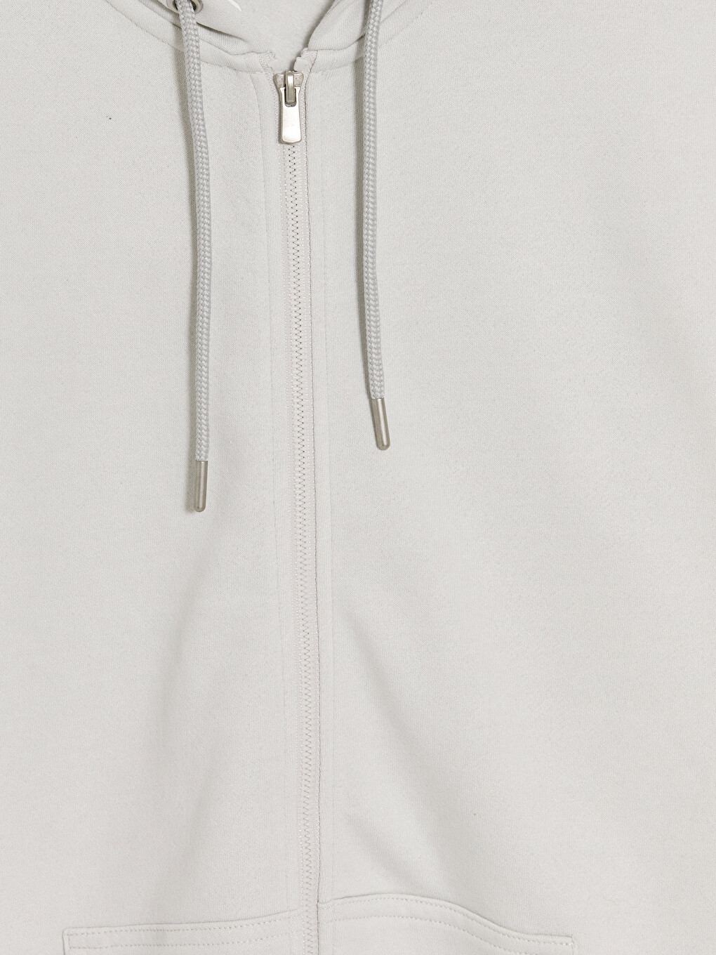 Gri Kapüşonlu Erkek Fermuarlı Sweatshirt-3