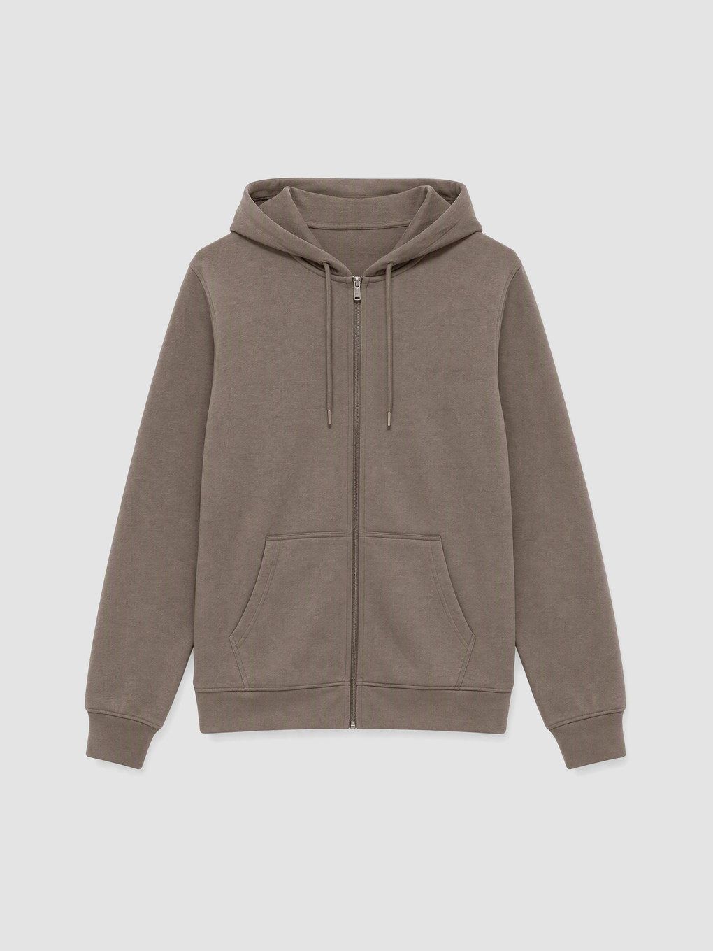 Man Brown Zip-up Sweatshirt